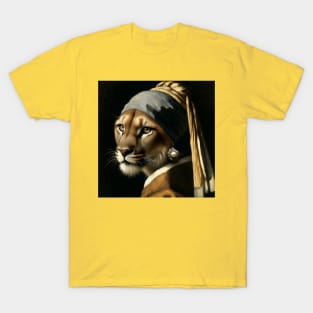 Wildlife Conservation - Pearl Earring Mountain Lion Meme T-Shirt